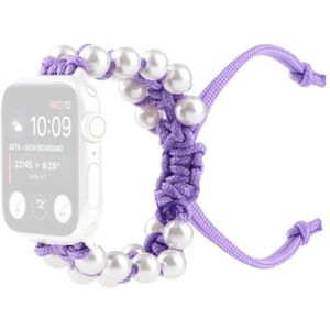 Umbrella Rope Bead Nylon Replacement Watchbands For Apple Watch Series 6 & SE & 5 & 4 44mm / 3 & 2 & 1 42mm(Purple)
