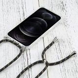 Vierhoek Schokbestendige Transparante TPU-beschermhoes met Lanyard voor iPhone 13 Pro Max (zwart goud)