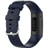 22mm Silver Color Buckle TPU Wrist Strap Watch Band for Fitbit Charge 4 / Charge 3 / Charge 3 SE(Navy Blue)