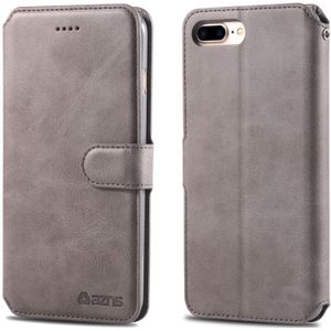 For iPhone 7 Plus / 8 Plus AZNS Calf Texture Magnetic Horizontal Flip PU Leather Case with Holder & Card Slots & Photo Frame(Gray)