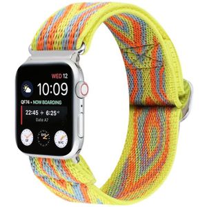 Voor Apple Watch Ultra 49 mm / serie 8 & 7 45 mm / SE 2 & 6 & SE & 5 & 4 44 mm / 3 & 2 & 1 42 mm gesp elastische nylon horlogeband (gele ruit)