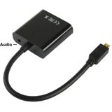 22cm Full HD 1080P Micro HDMI Male to VGA Female Video Adapter Cable with Audio Cable(Black)
