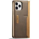 For iPhone 12 Pro Max LC.IMEEKE LC-001 Series PU + TPU Color Matching Frosted Horizontal Flip Leather Case with Holder & Card Slot(Brown)