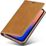 For iPhone 12 Pro Max LC.IMEEKE LC-001 Series PU + TPU Color Matching Frosted Horizontal Flip Leather Case with Holder & Card Slot(Brown)