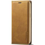 For iPhone 12 Pro Max LC.IMEEKE LC-001 Series PU + TPU Color Matching Frosted Horizontal Flip Leather Case with Holder & Card Slot(Brown)