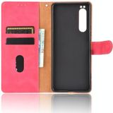 For Sony Xperia 1 II Solid Color Skin Feel Magnetic Buckle Horizontal Flip Calf Texture PU Leather Case with Holder & Card Slots & Wallet(Rose Red)