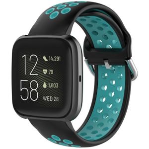For Fitbit Versa 2 / Versa / Versa Lite 23mm Clasp Two Color Sport Wrist Strap Watchband(Black + Mint Green)