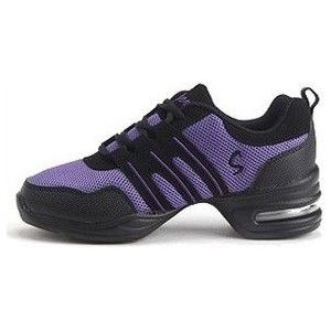 Zachte bodem mesh ademend moderne dansschoenen heightening schoenen voor vrouwen  schoenmaat: 36 (zwart paars)