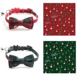 4 PCS Christmas Snowman & Tree Pattern Pet Collar with Bells  Style:Without Bow(Red)