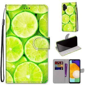 For Samsung Galaxy A13 4G Coloured Drawing Cross Texture Horizontal Flip PU Phone Leather Case with Holder & Card Slots & Wallet & Lanyard(Colorful Layer(Lime)