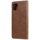 For Samsung Galaxy A81 / Note 10 Lite 2 in 1 Solid Color Detachable PU Leather Case with Card Slots & Magnetic Holder & Photo Frame & Wallet & Strap(Brown)