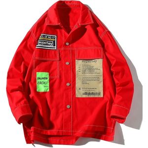 Leisure Art Port Wind Long Sleeve Shirt Jacket for Men (Color:Red Size:M)