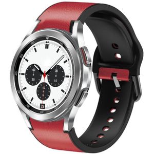 For Samsung Galaxy Watch 4 Classic 42mm 20mm Silicone Adhesive Leather Watch Band(Red)