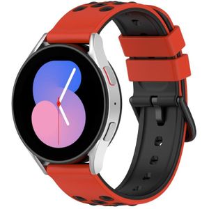 Voor Samsung Gear S3 Classic 22 mm tweekleurige poreuze siliconen horlogeband (zwart + rood)