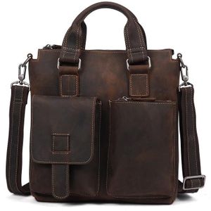 B259 Retro Business Men Bag Vertical Portable Briefcase Messenger Bag  Size: 34x33x6cm(Coffee)