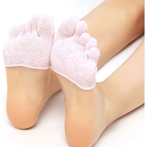 Women Invisible Non-slip Toe Socks Five Finger Socks(Light Pink Full Toe)