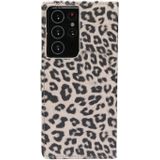 For Samsung Galaxy S21 Ultra 5G Leopard Pattern Horizontal Flip Leather Case with Holder & Card Slots(Brown)