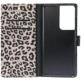 For Samsung Galaxy S21 Ultra 5G Leopard Pattern Horizontal Flip Leather Case with Holder & Card Slots(Brown)