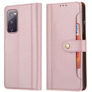For Samsung Galaxy S20 FE / S20 Lite Calf Texture Double Fold Clasp Horizontal Flip Leather Case with Photo Frame & Holder & Card Slots & Wallet(Rose Gold)