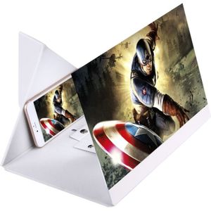 12.0 inch Universal Foldable Portable Wood + Organic Glass Eyeshield 3D Video Mobile Phone Screen Magnifier Bracket Enlarge with Holder for All Smartphones  Size: 260*190*8mm(White)