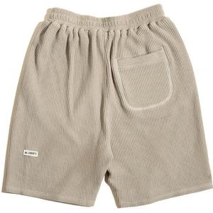 Vintage los gedrapeerde waffle shorts mannen Casual broek  maat: m (licht kaki)