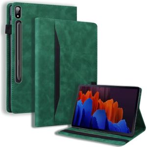 For Samsung Galaxy Tab S7+ SM-T970 / SM-T976B Business Shockproof Horizontal Flip Leather Case with Holder & Card Slots & Photo Frame & Pen Slot & Sleep / Wake-up Function(Green)