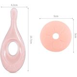 2-in-1 Baby Silicone Toothbrush Creative Baby Soft Hair Short Handle Short Neck Protector(Pink)