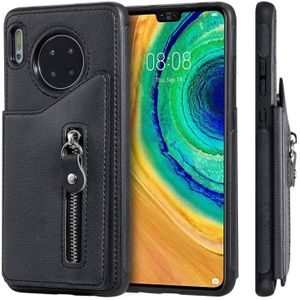 For Huawei Mate 30 Solid Color Double - Button Zipper Shockproof Protective Case(Black)