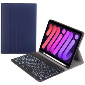 A06BS ultradunne achtergrondverlichting Bluetooth toetsenbord lederen tas met houder & pen slot voor iPad mini 6