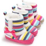 Baby Shoes Hight Heel Warm Fluff Winter Velvet Indoor Cotton Anti-slip Soft Boots  Size:13CM(Cotton rainbow)