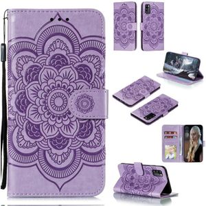 For Galaxy A41 Mandala Embossing Pattern Horizontal Flip PU Leather Case with Holder & Card Slots & Walle & Lanyard(Purple)