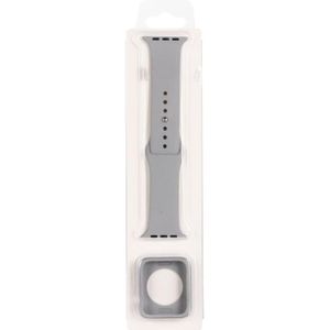 Silicone Replacement Strap Watchband + Watch Protective Case Set For Apple Watch Series 6 & SE & 5 & 4 40mm / 3 & 2 & 1 38mm (Grey)