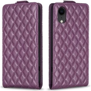 Voor iPhone XR Diamond Lattice verticale flip lederen telefoonhoes