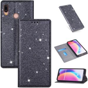 For Huawei P20 Lite Ultrathin Glitter Magnetic Horizontal Flip Leather Case with Holder & Card Slots(Gray)