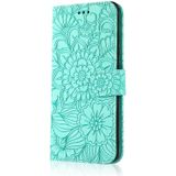 For Samsung Galaxy A71 Skin Feel Embossed Sunflower Horizontal Flip Leather Case with Holder & Card Slots & Wallet & Lanyard(Green)