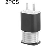 Voor iPhone 11/12 Power Adapter 2 stuks Beschermhoes Cover Data Kabel Organizer (Zwart)