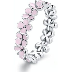 S925 Sterling Silver Pink Wreath Women Ring  Size:8