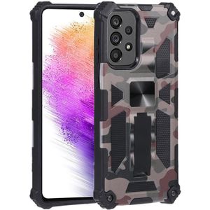 Voor Samsung Galaxy A73 5G Camouflage Armor Shockproof TPU + PC Magnetic Protective Phone Case met houder (Army Green)