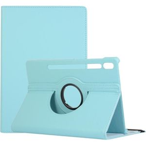 For Samsung Galaxy Tab S7 FE T730 Litchi Texture Horizontal Flip 360 Degrees Rotation Leather Case with Holder(Sky Blue)