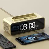 Oneder V06 Smart Sound Box Wireless Bluetooth Speaker  LED Screen Alarm Clock  Support Hands-free & FM & TF Card & AUX & USB Drive (Gold)