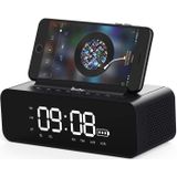 Oneder V06 Smart Sound Box Wireless Bluetooth Speaker  LED Screen Alarm Clock  Support Hands-free & FM & TF Card & AUX & USB Drive (Gold)