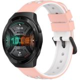 Voor Huawei Watch GT 2E 22 mm tweekleurige poreuze siliconen horlogeband (roze + wit)