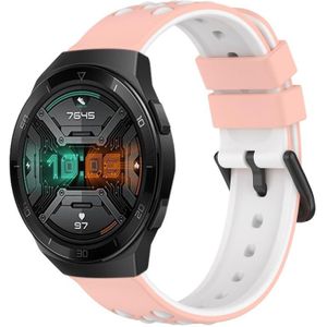 Voor Huawei Watch GT 2E 22 mm tweekleurige poreuze siliconen horlogeband (roze + wit)