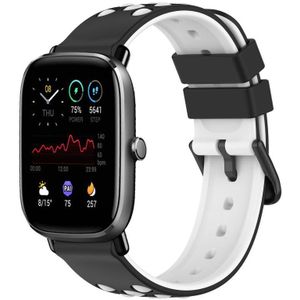 Voor Amazfit GTS 2 Mini 20 mm tweekleurige poreuze siliconen horlogeband (zwart + wit)