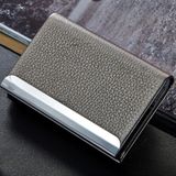 2 PCS Lichi texture Business Card Holder Credit Card ID Case Holder(Grey)