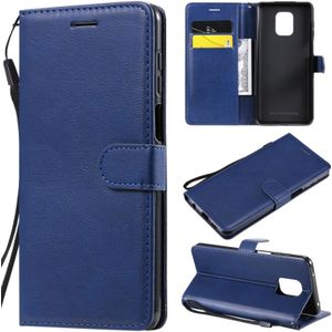 For Xiaomi Redmi Note 9S / Note 9 Pro Solid Color Horizontal Flip Protective Leather Case with Holder & Card Slots & Wallet & Photo Frame & Lanyard(Blue)