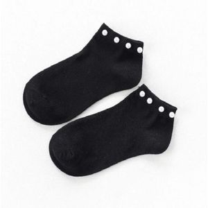 Ladies Short Socks Candy Color Socks Cotton Lovely Shiny Pearl Socks(Black)