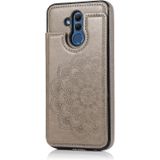 For Huawei Mate 20 Lite Double Buckle Mandala Pattern PU+TPU Protective Case with Card Slots & Holder & Photo Frame(Grey)