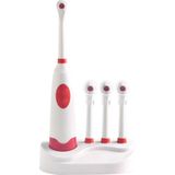 2W Creative Household Waterproof Rotary Electric Toothbrush Set with 4 Replacement Brush Heads & Base  8500 Revolutions Per Minute(Red)