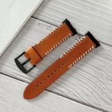 For OPPO Watch 46mm Fish Bone Hand Suture Leather Replacement Strap Watchband(Brown)